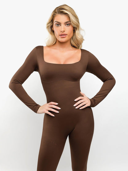 Shapewear Long Sleeve Square Neck Butt Lift Jumpsuit