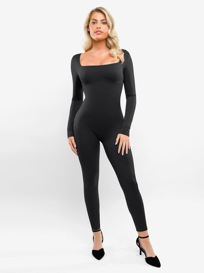 Shapewear Long Sleeve Square Neck Butt Lift Jumpsuit