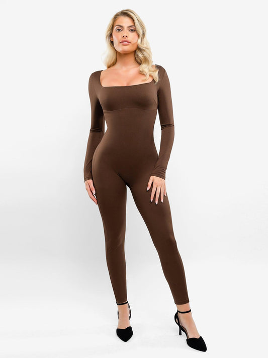 Shapewear Long Sleeve Square Neck Butt Lift Jumpsuit