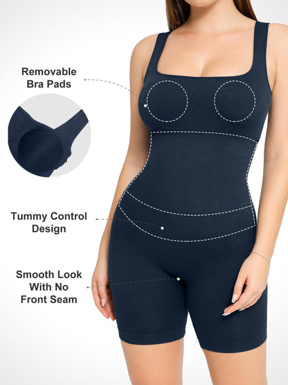 Square Neck Shapewear Tank Romper