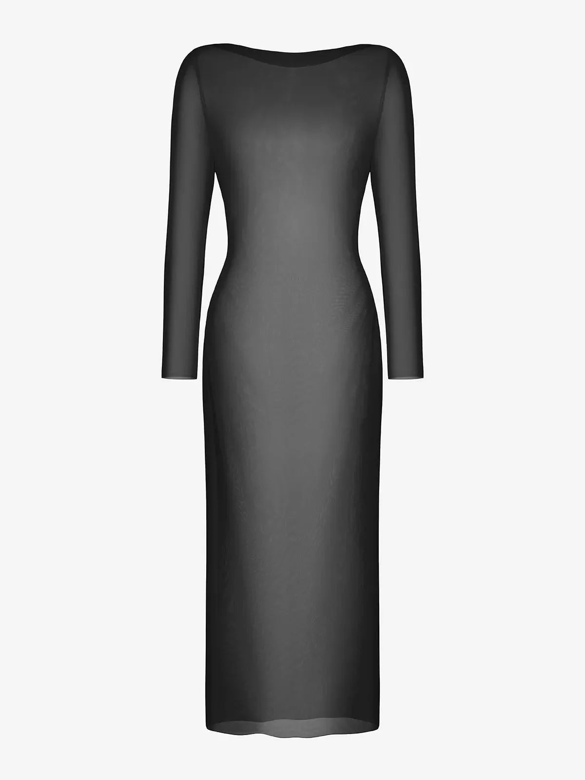 Sheer Mesh Long Sleeve Maxi Cover-Up