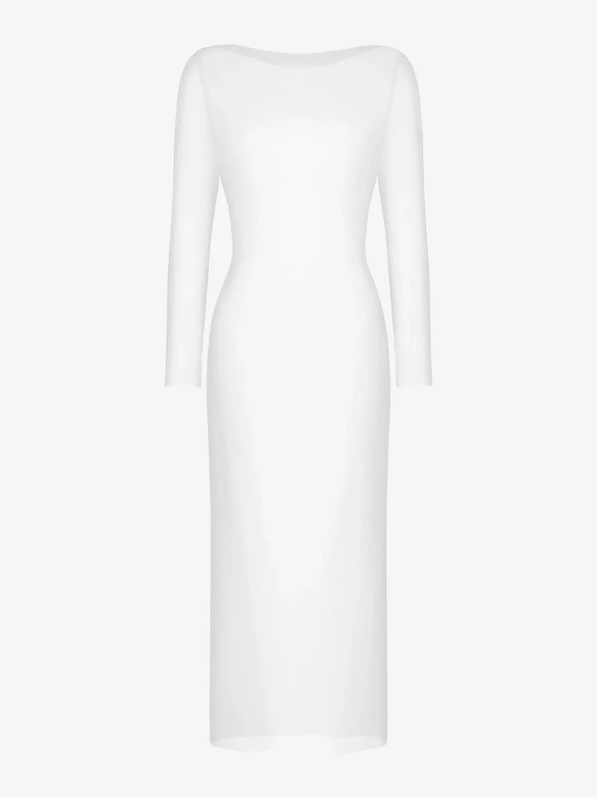 Sheer Mesh Long Sleeve Maxi Cover-Up