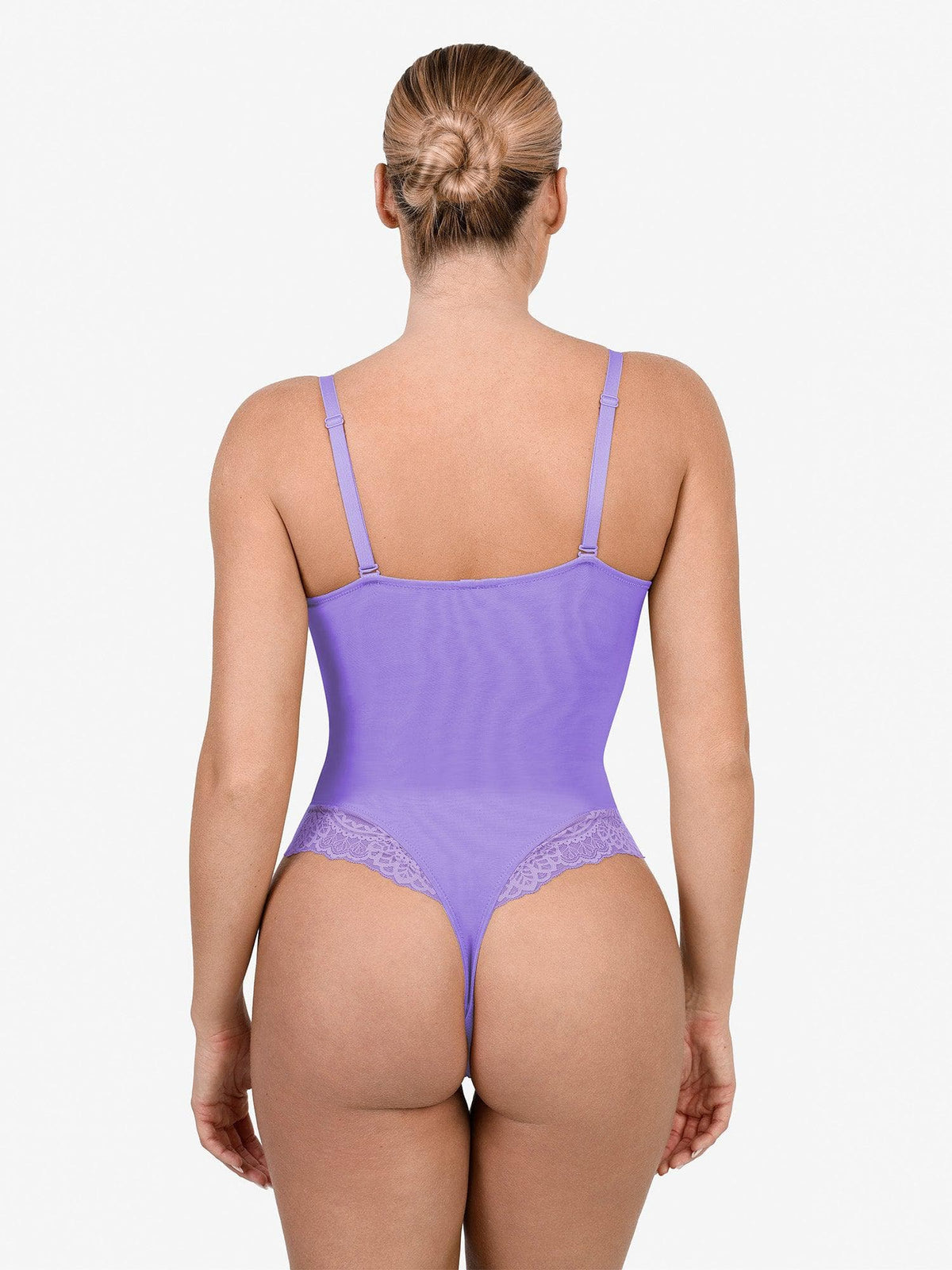 Shapewear Deep V-Neck Lace Sculpting Thong Bodysuit