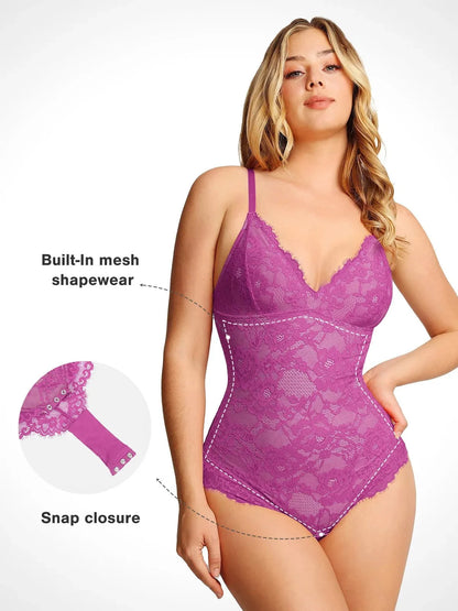 Shapewear Full Lace Firm Control Smoothing Thong Bodysuit