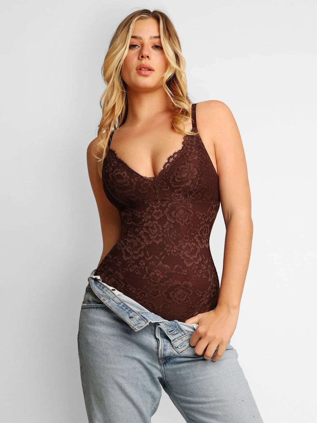 Shapewear Full Lace Firm Control Smoothing Thong Bodysuit