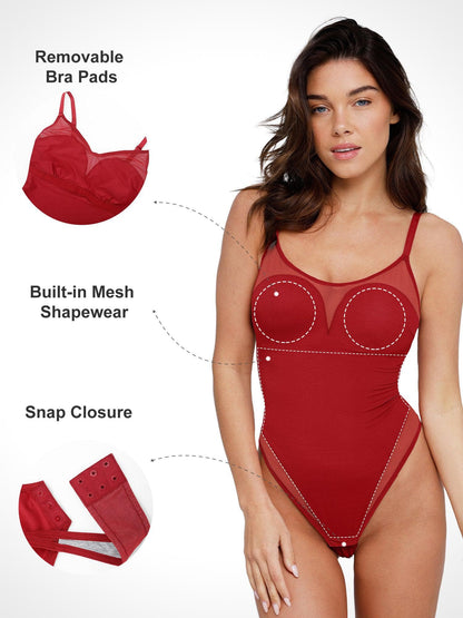 Shapewear Slimming Illusion Mesh Camisole Bodysuit