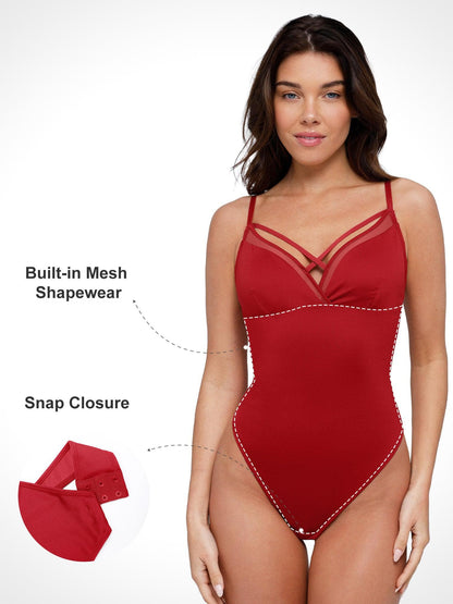 Shapewear Sleeveless Sheer Mesh Tummy Control Bodysuit