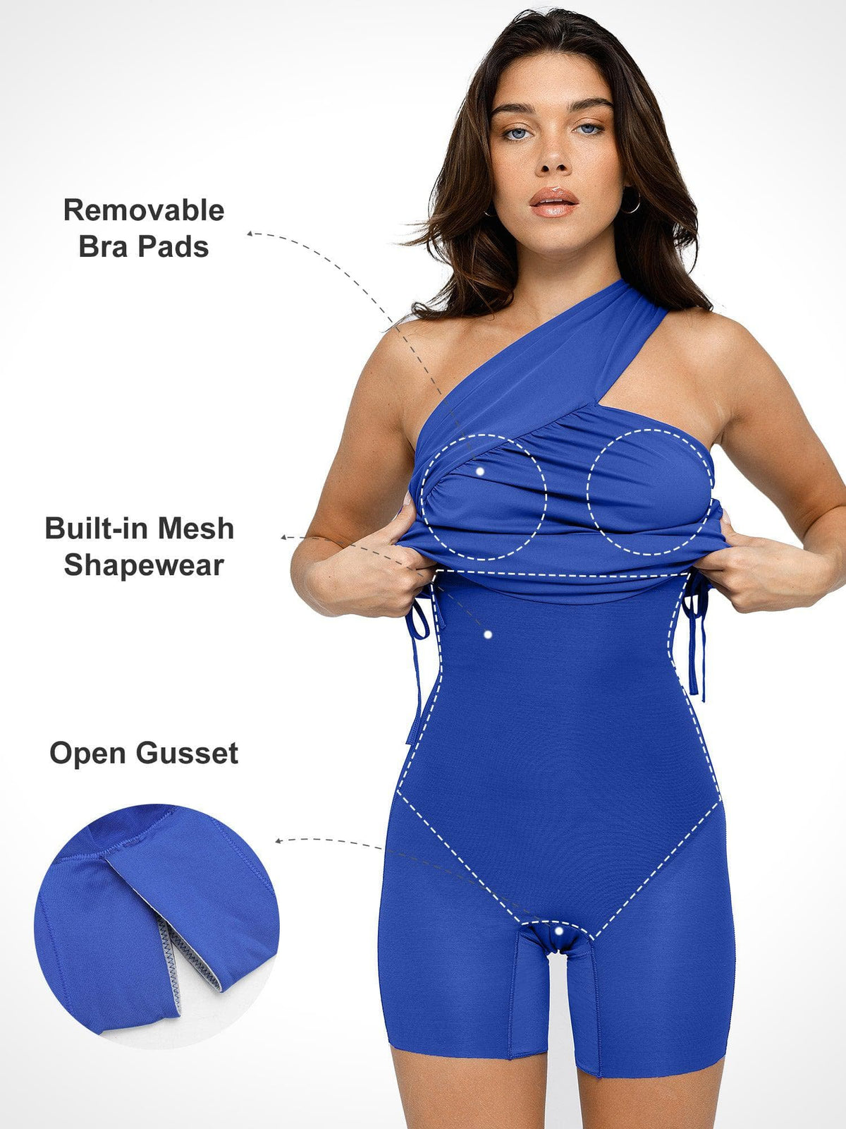 Bluetag Cooling Shapewear Ruched One-Shoulder Bodycon Dress
