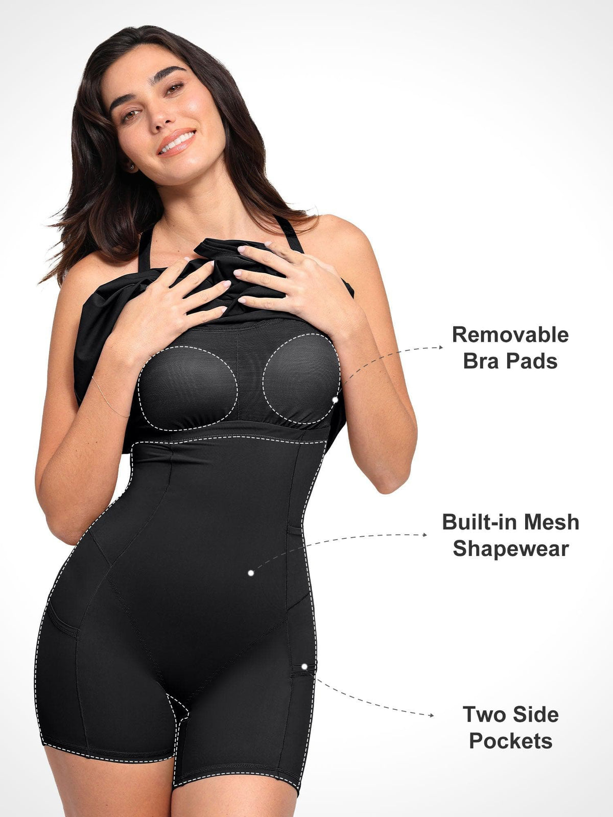 Shapewear Crisscross Back Pet Hair Resistant Workout Dress