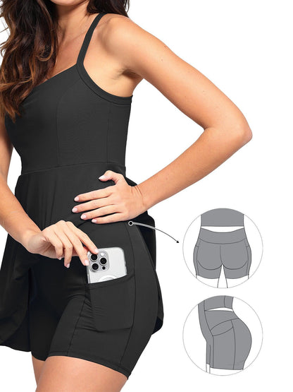 Shapewear Crisscross Back Pet Hair Resistant Workout Dress