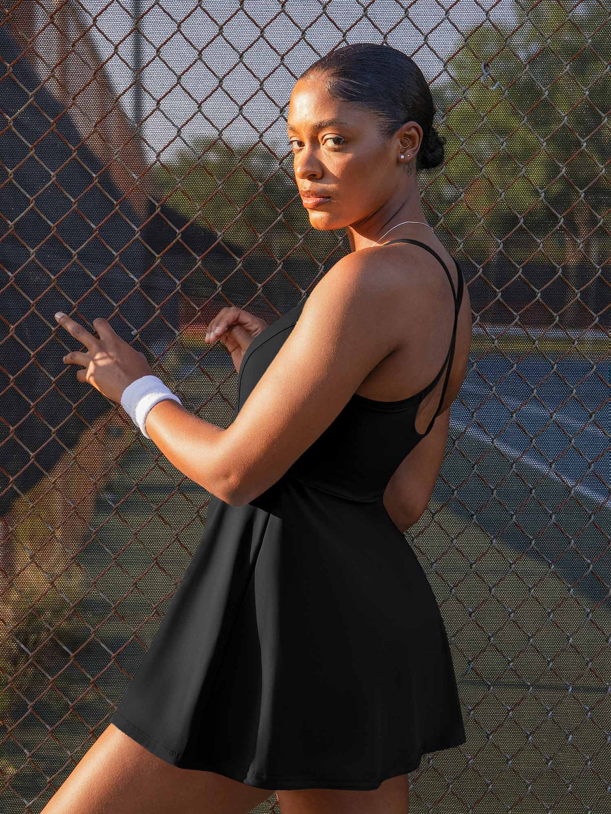 Shapewear Crisscross Back Pet Hair Resistant Workout Dress