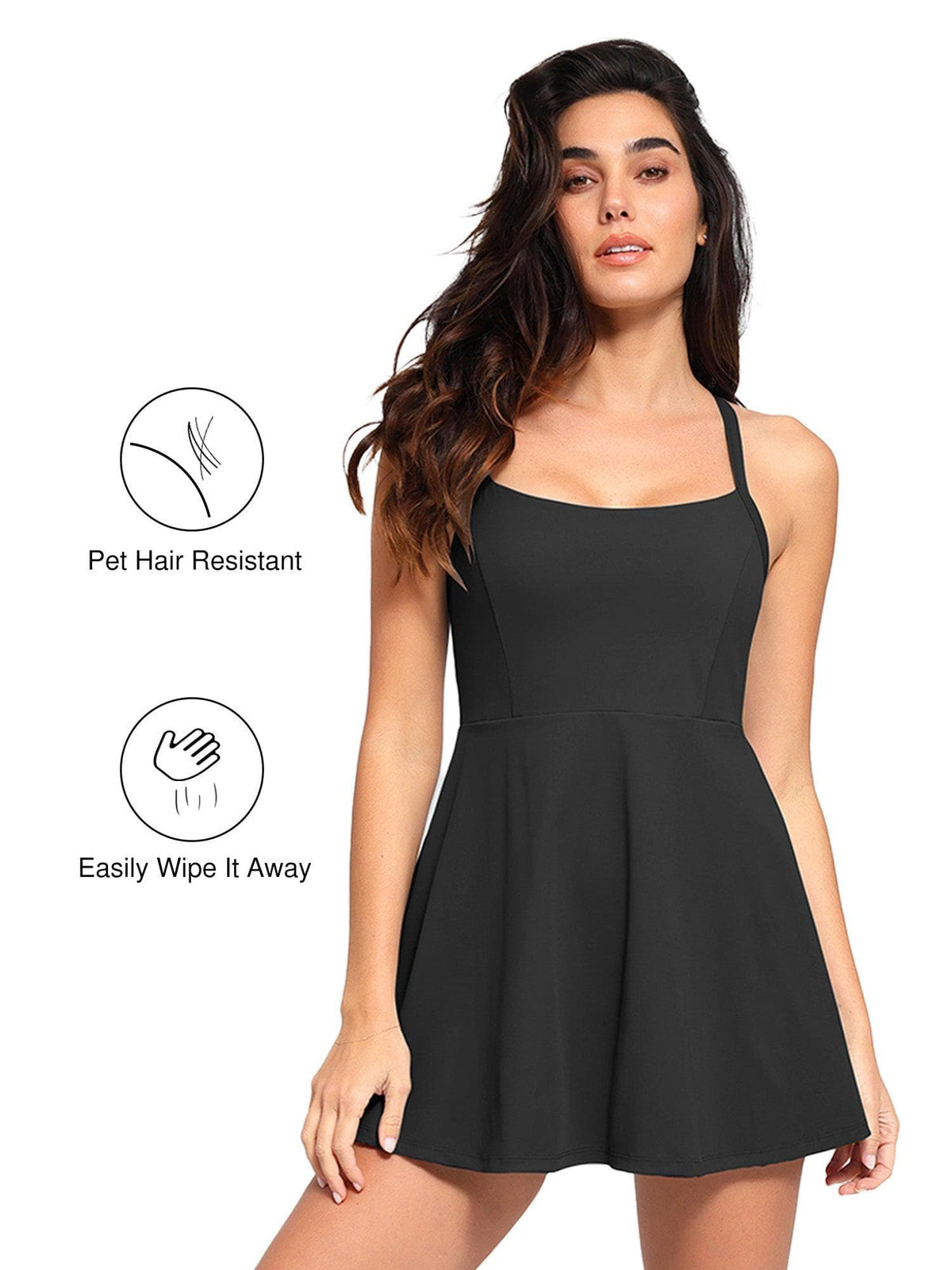 Shapewear Crisscross Back Pet Hair Resistant Workout Dress
