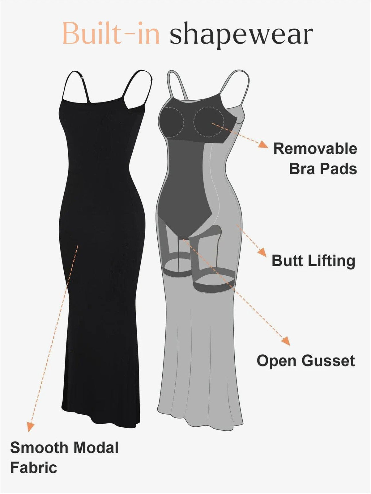 Shapewear Modal Slimming Maxi Slip Dress For Insiders