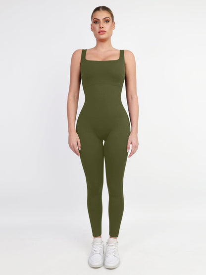 Shapewear Square Neck Slimming Workout Jumpsuit