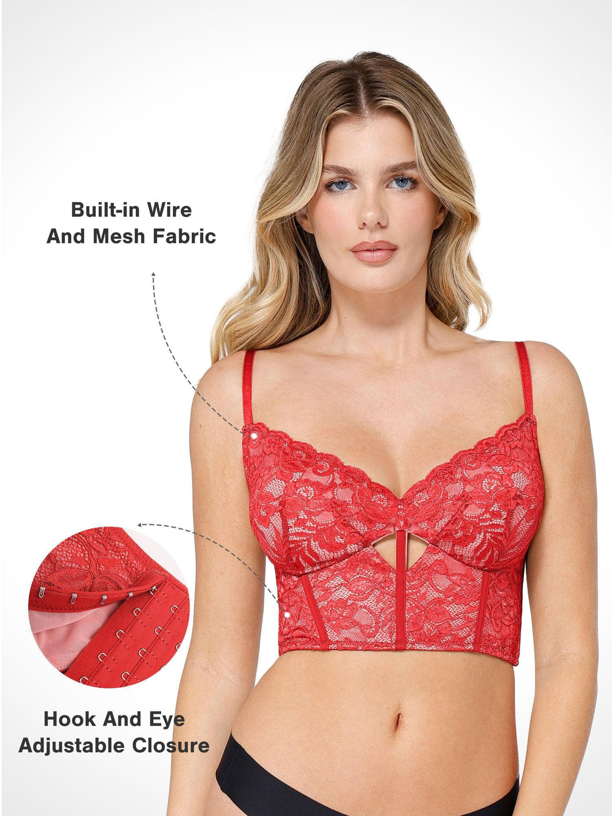 Full Coverage Longline Underwire Shaping Lace Bralette