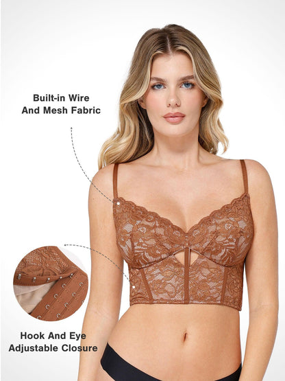 Full Coverage Longline Underwire Shaping Lace Bralette