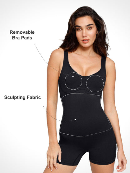 Shapewear V-Neck Seamless Rib Romper