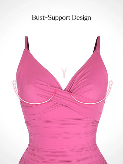 Shapewear Cross-Front Ruched Sculpting One-Piece Swimsuit