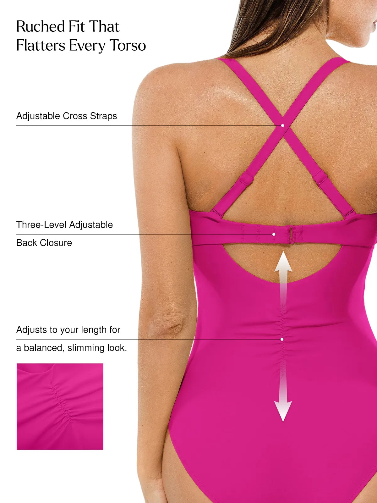 Twist & Shirred Sculpting One-Piece with Removable Straps