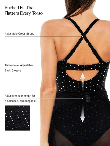 Twist & Shirred Sculpting One-Piece with Removable Straps
