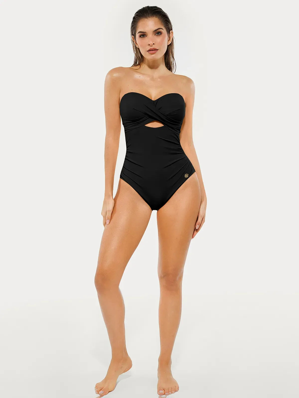 Twist & Shirred Sculpting One-Piece with Removable Straps