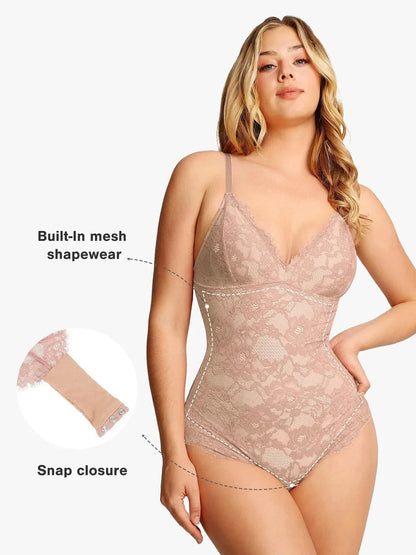 Shapewear Full Lace Firm Control Smoothing Thong Bodysuit