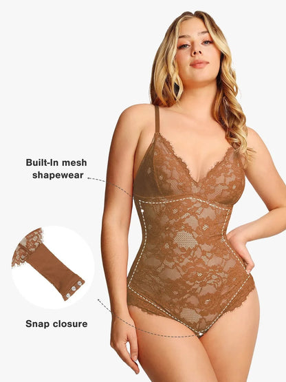 Shapewear Full Lace Firm Control Smoothing Thong Bodysuit