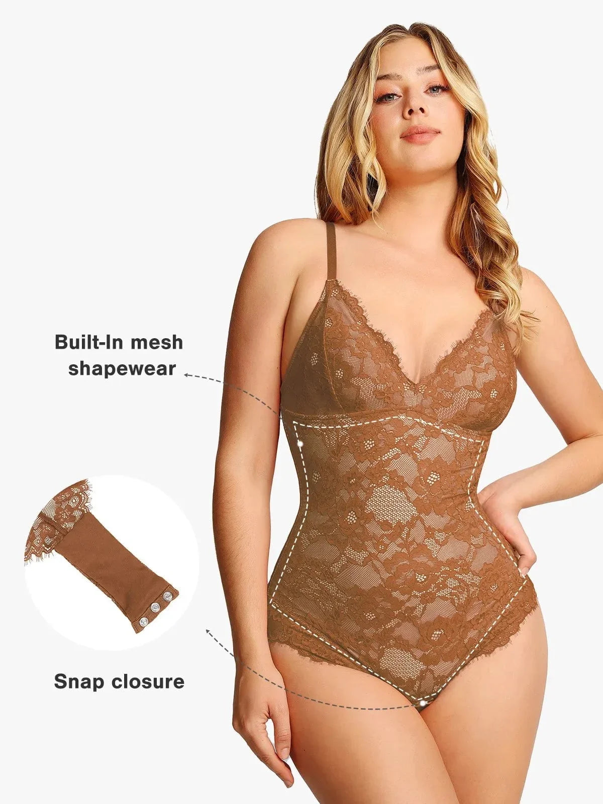 Shapewear Firm Control Smoothing Full Lace Thong Bodysuit