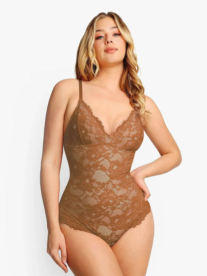 Shapewear Full Lace Firm Control Smoothing Thong Bodysuit