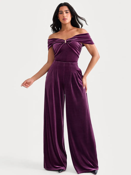 Velvet Wide-Leg Sculpting Trousers